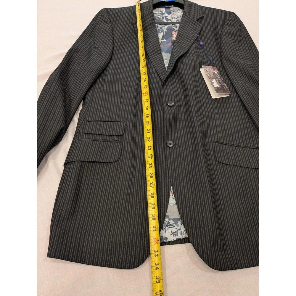Billy London Jacket Mens 44L Gray Pinstripe Blazer Coat Two Button 10-BL2292 NWT